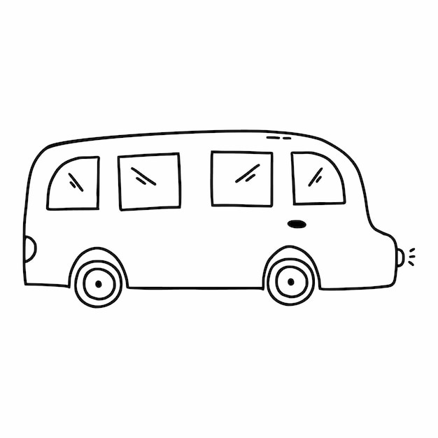 School bus Vector doodle illustration Сar for traveling