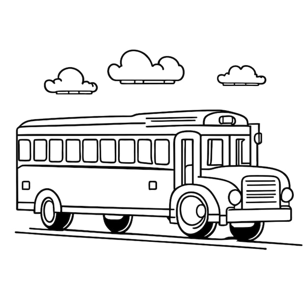 Vector school bus vector illustration line art