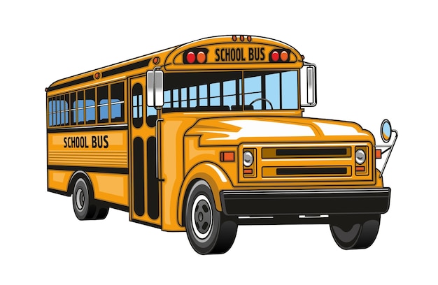 Vettore veicolo del fumetto giallo dello scuolabus