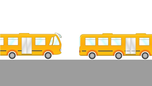 School bus yellow orange icon in animation style isolated