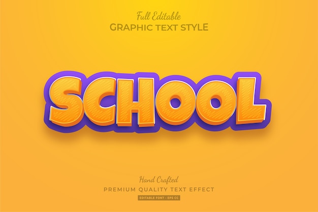 School Cartoon Editable Text Style Effect  