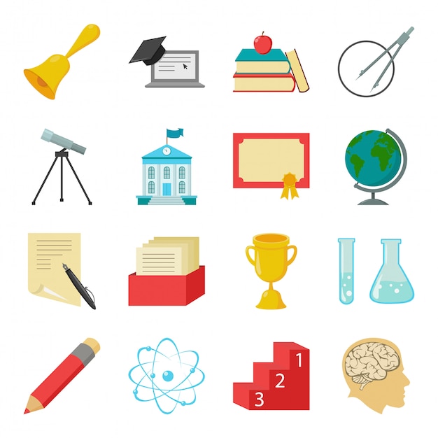 School cartoon ingesteld pictogram