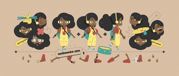 school character kid animation design kit
