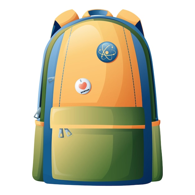 Vector school children s backpack on a white background vector illustration of a satchel school theme back to school bag