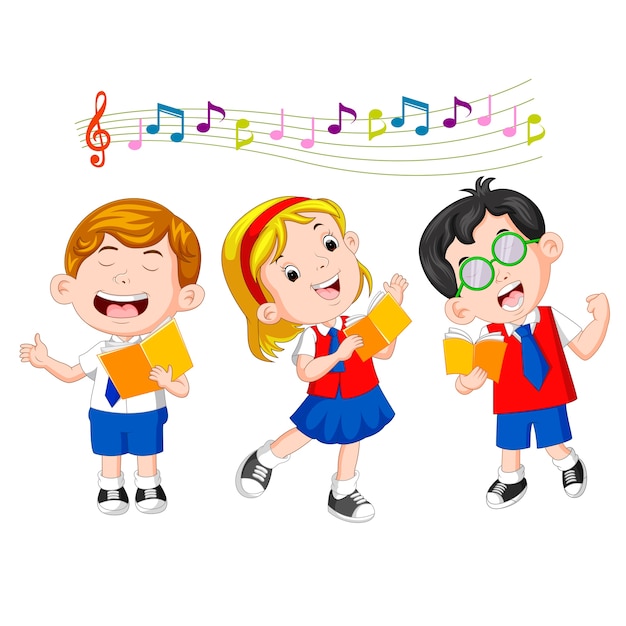 School children singing