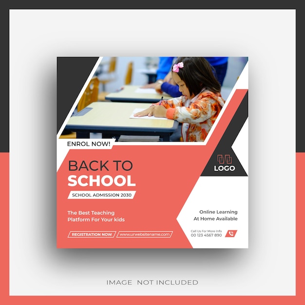 School or College admissions social media design web banner or instagram post template