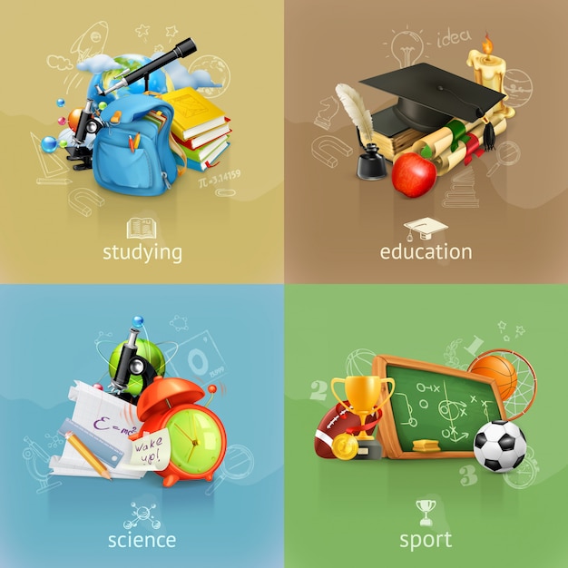 School concepts, vector set