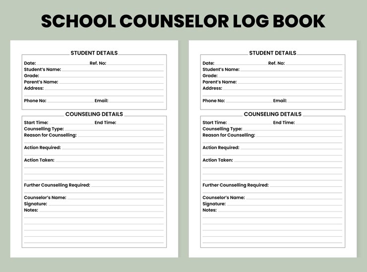 Vector school counselor log book for kdp interior