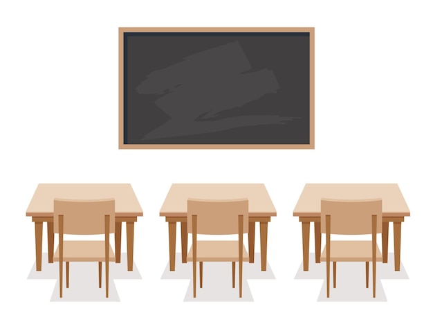 School desk and a chair vector flat color illustration isolated on white background