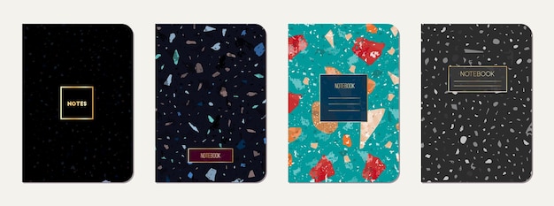 School diary cover design terrazzo abstract