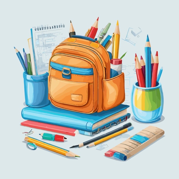 School drawing vector on a white background