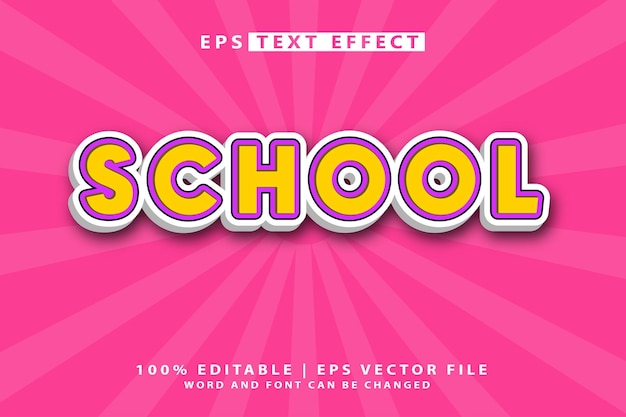 school editable 3d text effect