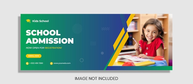 Vettore premium della copertina di facebook per l'ammissione all'istruzione scolastica