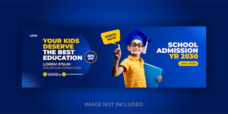 Vector school education admission facebook cover template eps