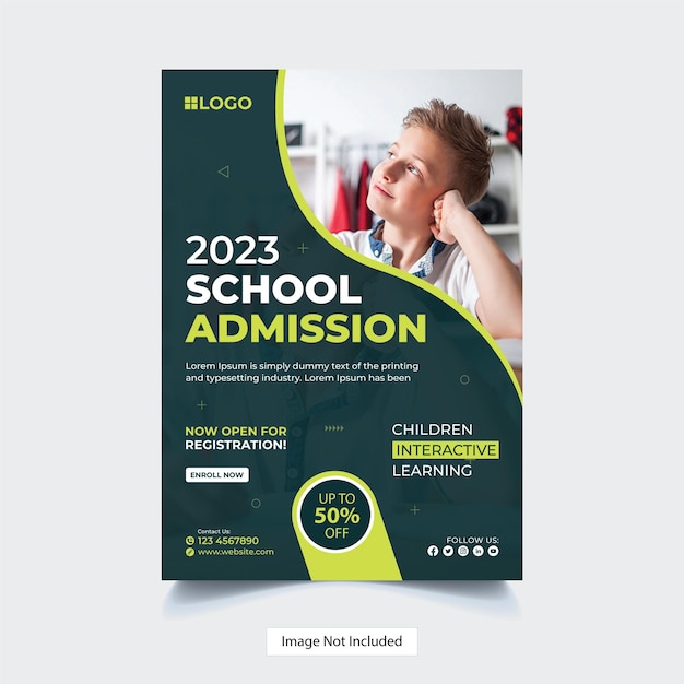 Vector school education admission flyer template