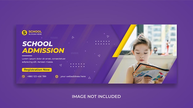 School education admission promotion social media facebook cover template  web banner