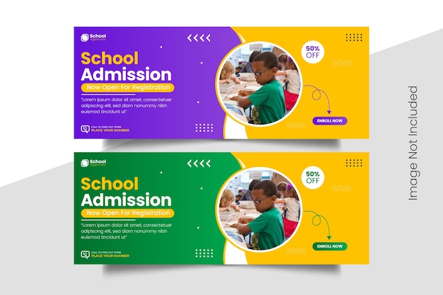 Vector school education admission social media cover post web banner back to school banner and web banne