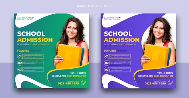 School education admission social media and instagram post banner template