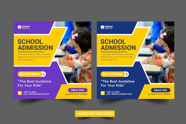 School education admission social media post and back to school template and web banner