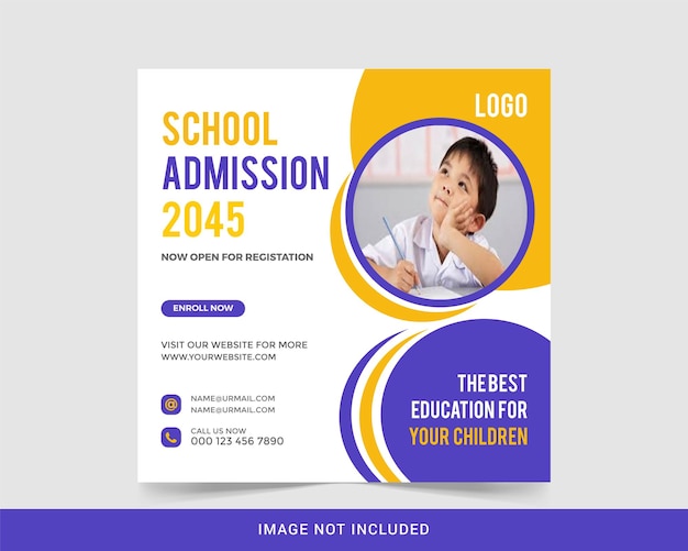 School education admission social media post and web banner design template premium vector