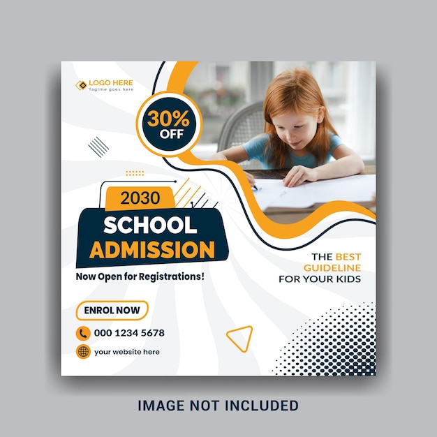 School education admission social media post &amp; web banner design template