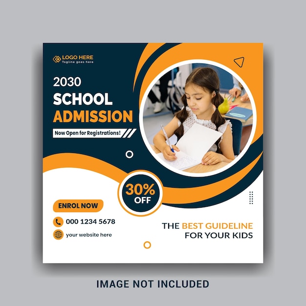 School education admission social media post &amp; web banner design template