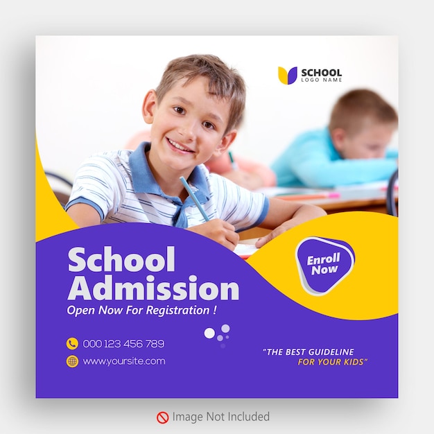 school education admission social media post and web banner of square size