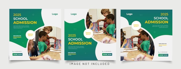 Vector school education admission social media post and web banner template