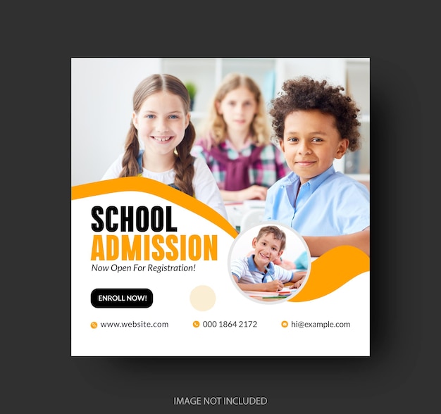 school education admission social media post or web banner template