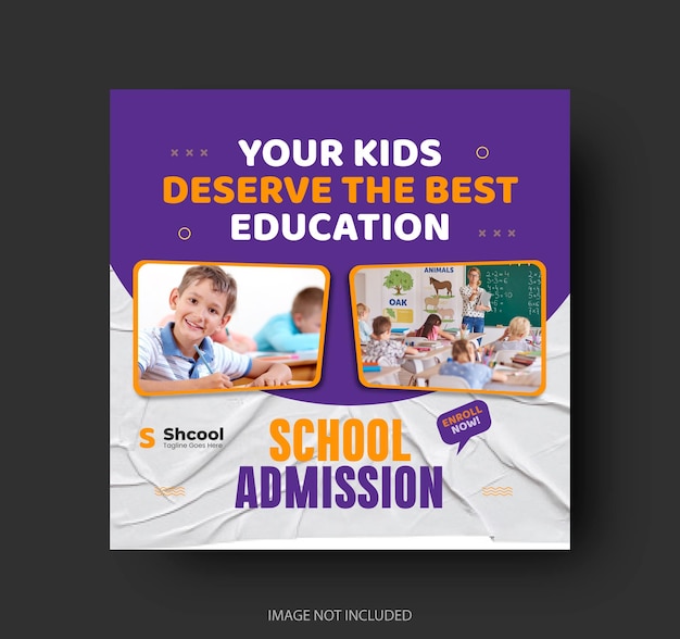 School education admission social media post or web banner template