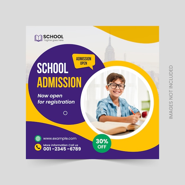 School education admission social media post web banner template