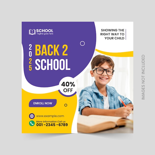 School education admission social media post web banner template