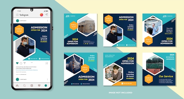 학교 교육 입학 소셜 미디어 게시물 및 웹 배너