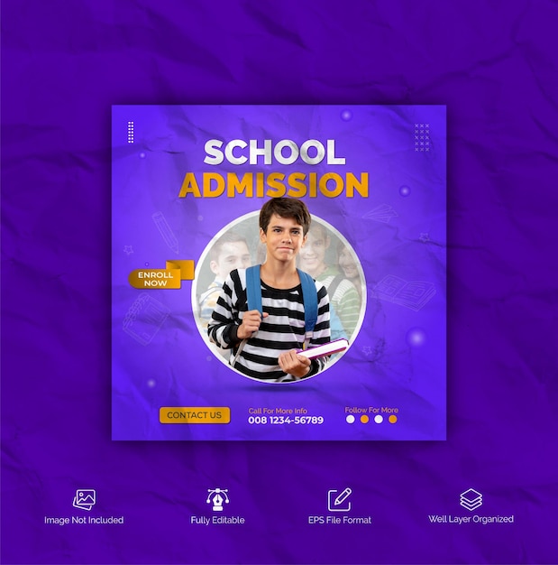 School education admission social media post and web banner