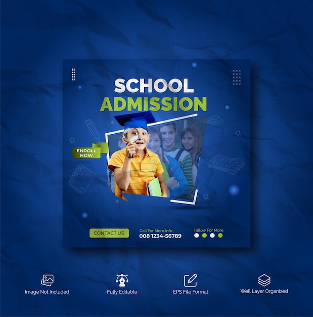 School education admission social media post and web banner