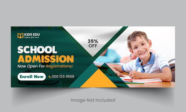 Vector school education admission social media timeline cover premium vector