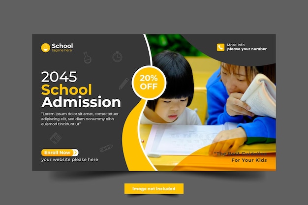 School education admission web banner social media post back to school template and web banner