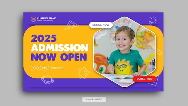 School education admission youtube thumbnail template