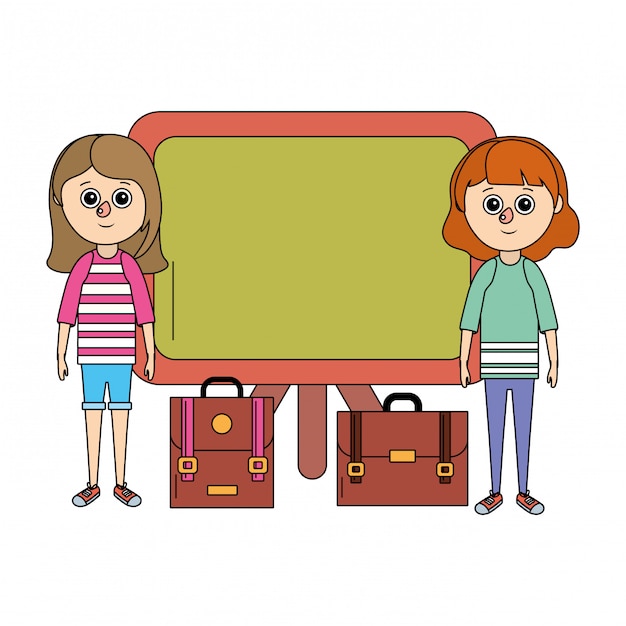 School education girls cartoon