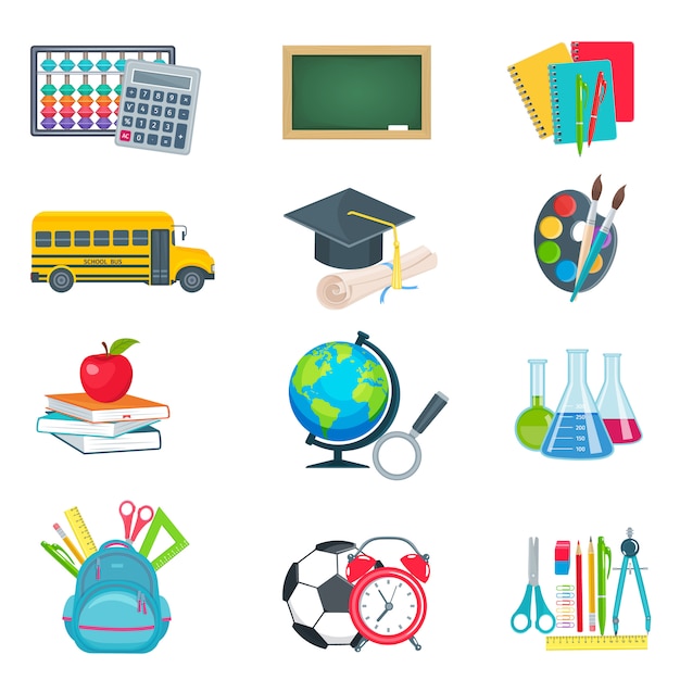 School education icons set