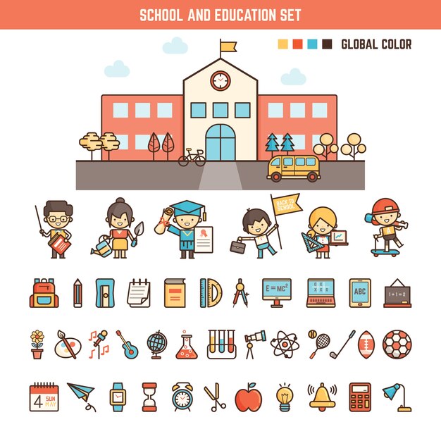 School and education infographics elements for kid