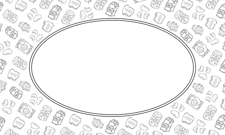 Vector school and education oval frame in hand drawn style frame background