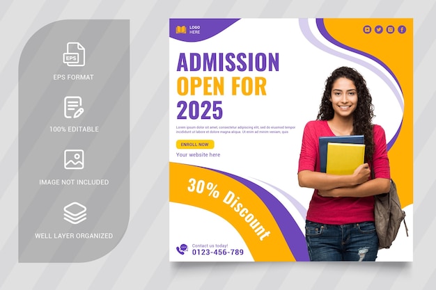 School education social media post banner template