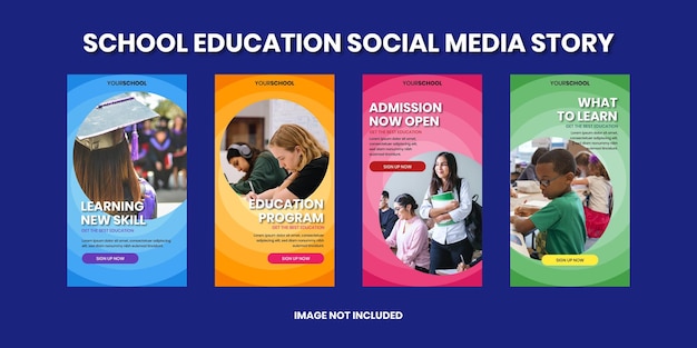 school education social media story set