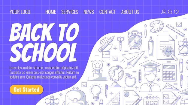 school and education supplies line icons back to school learning concept vector modern template