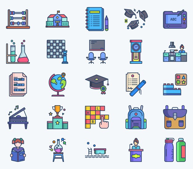 School and education vector icon set