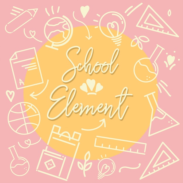 Vector school element outline icon pink