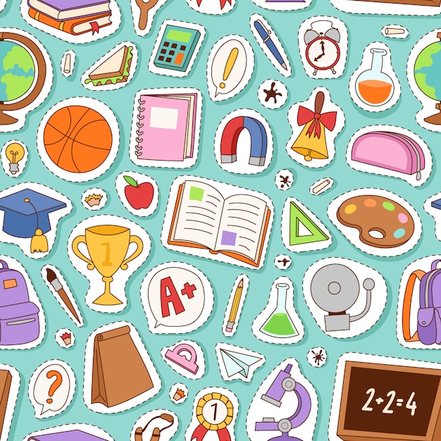 School elements seamless pattern.