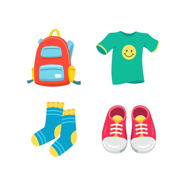 子供のための学校設備セットフラットイラスト