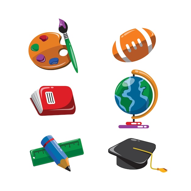 Vector school flat cartoon illustration collection vector